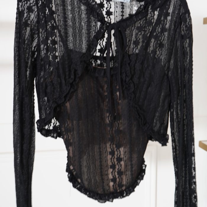 top com casaco renda