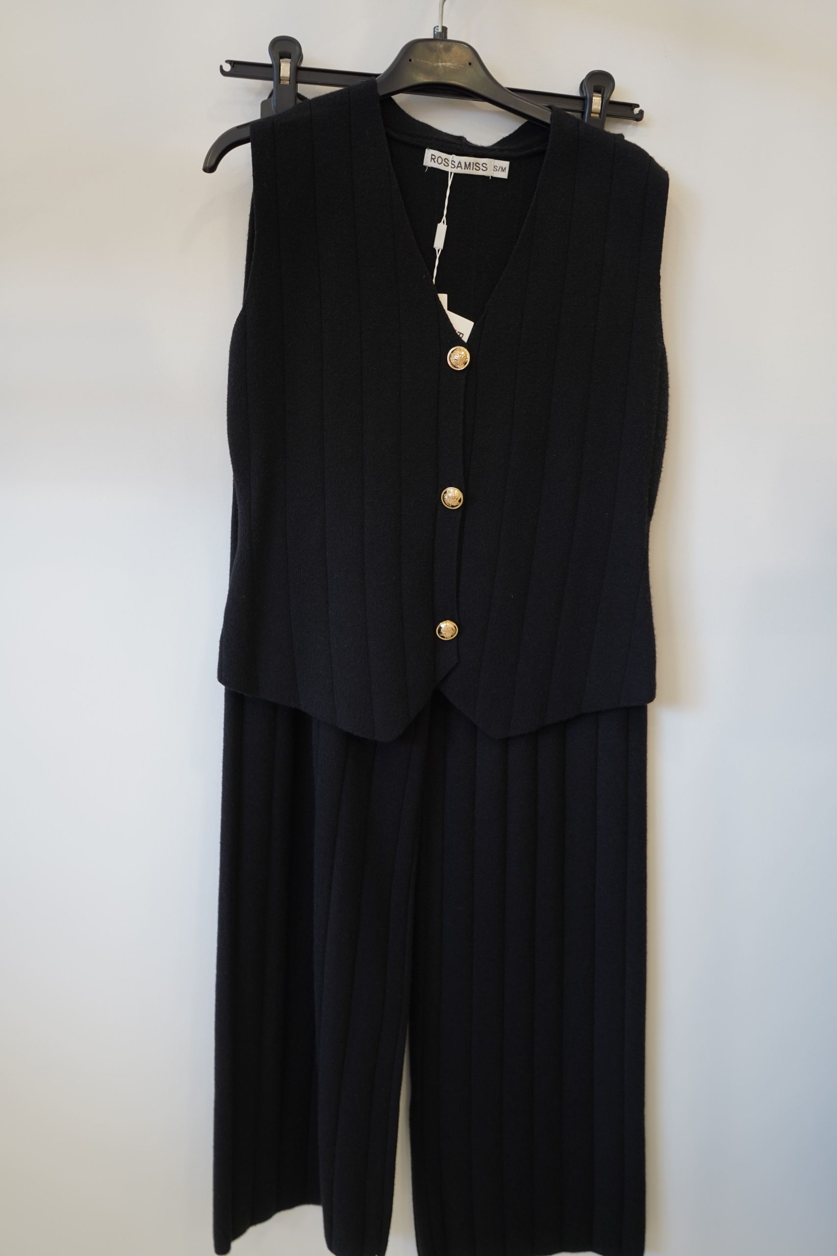 conjunto preto malha colete