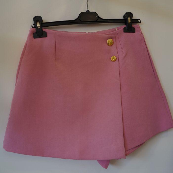 saia rosa botao dourado