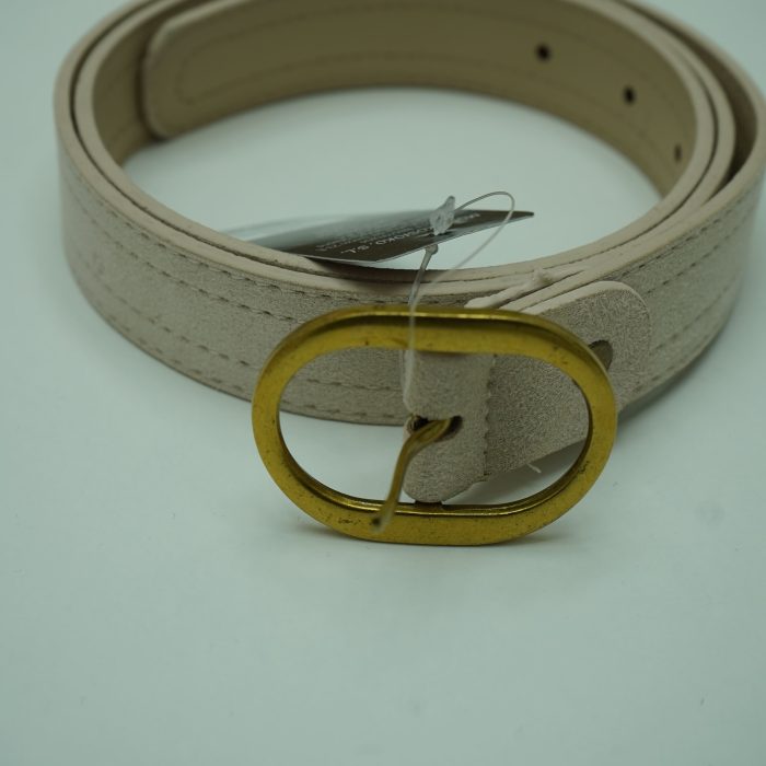 cinto bege com dourado redondo