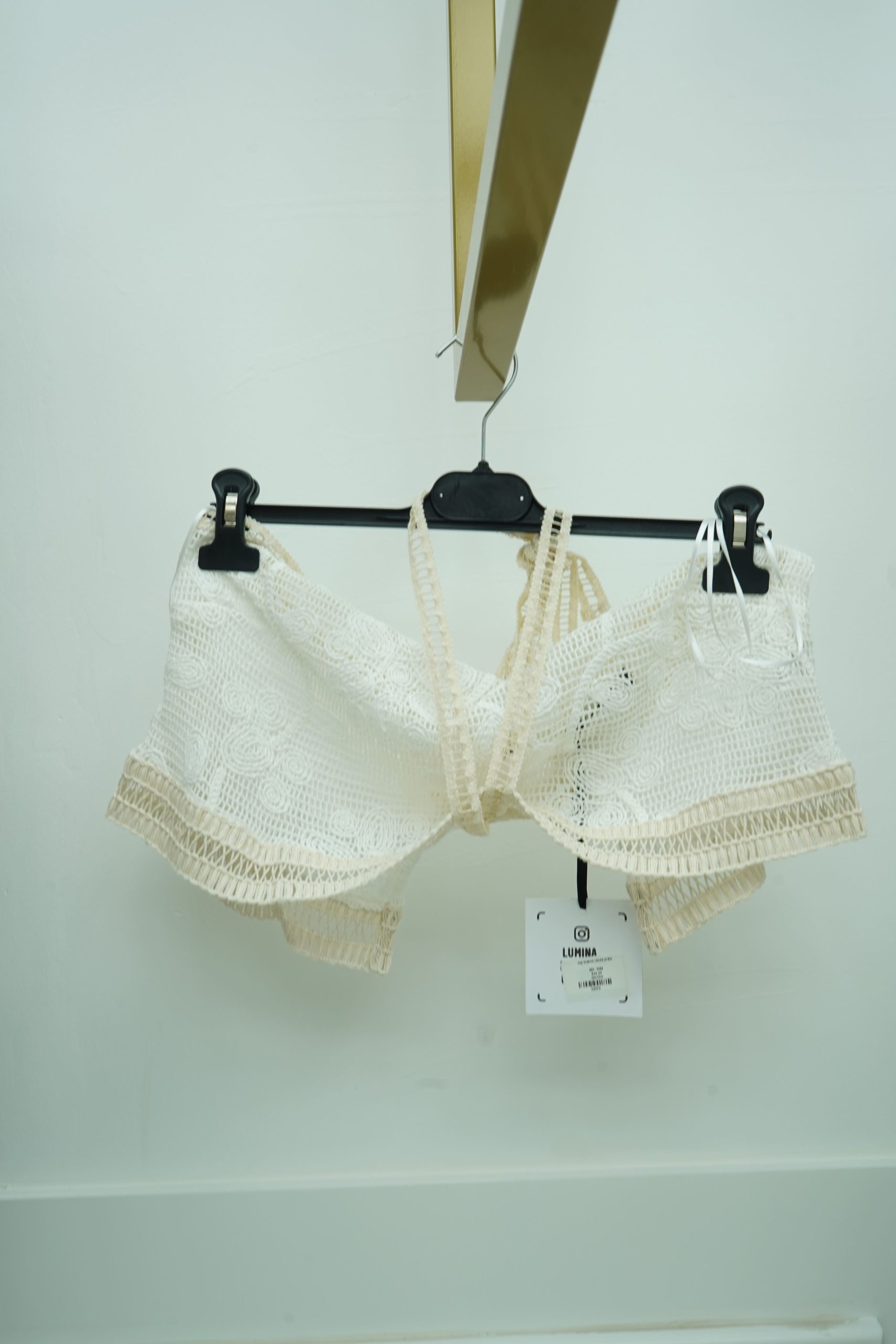 top branco renda praia
