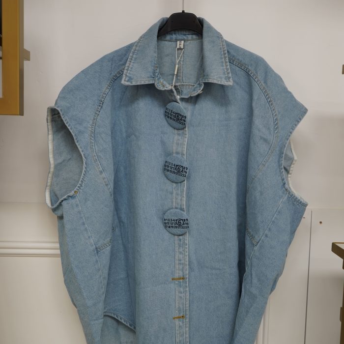 camisa de ganga sem mangas