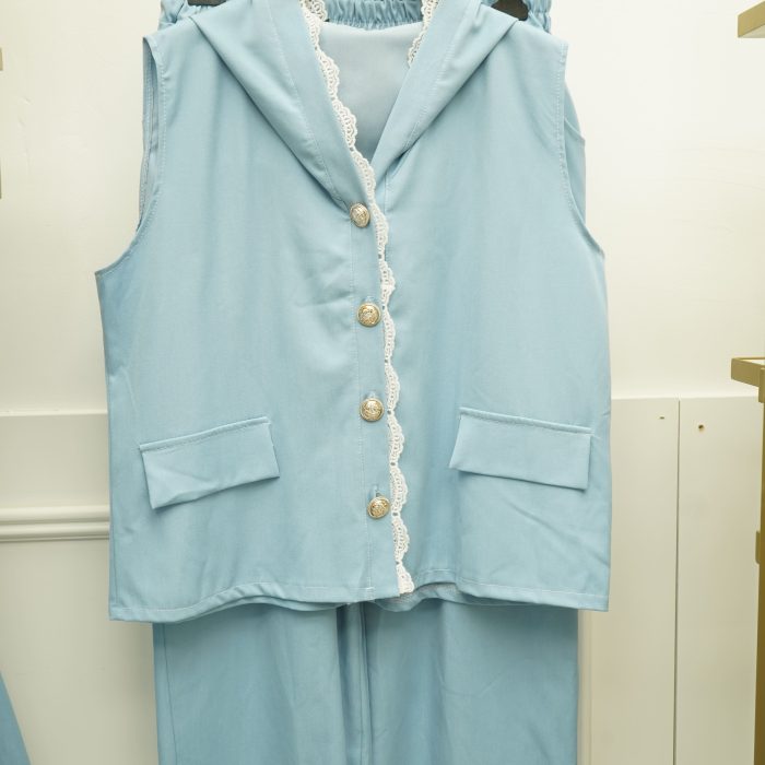 conjunto azul bebe folho renda