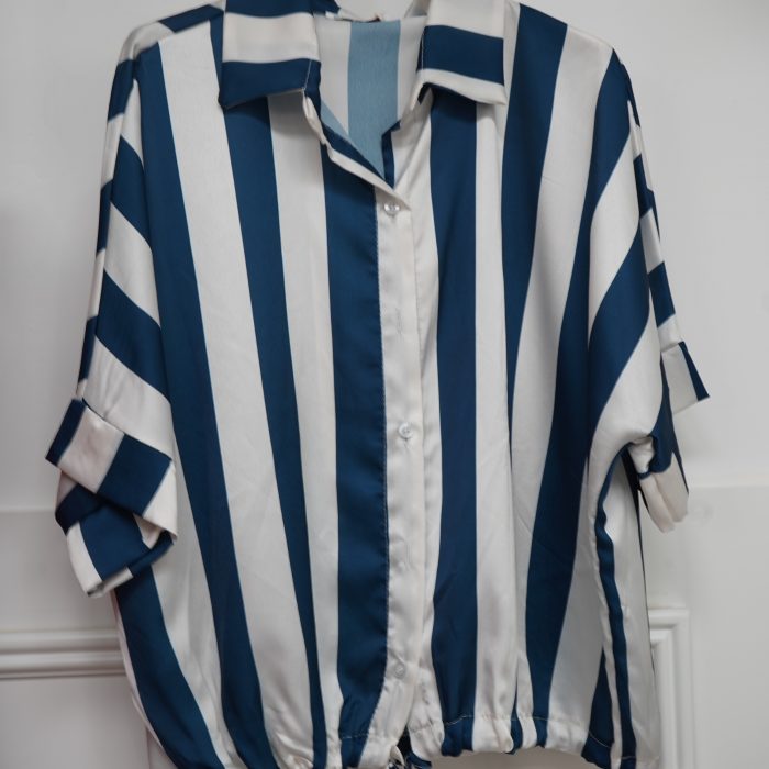 camisa riscas marinho
