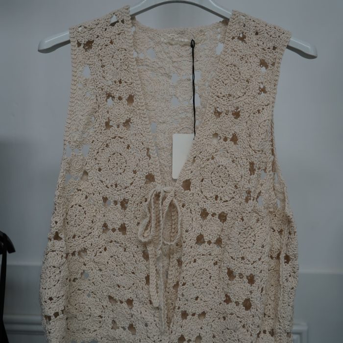 colete crochet bege