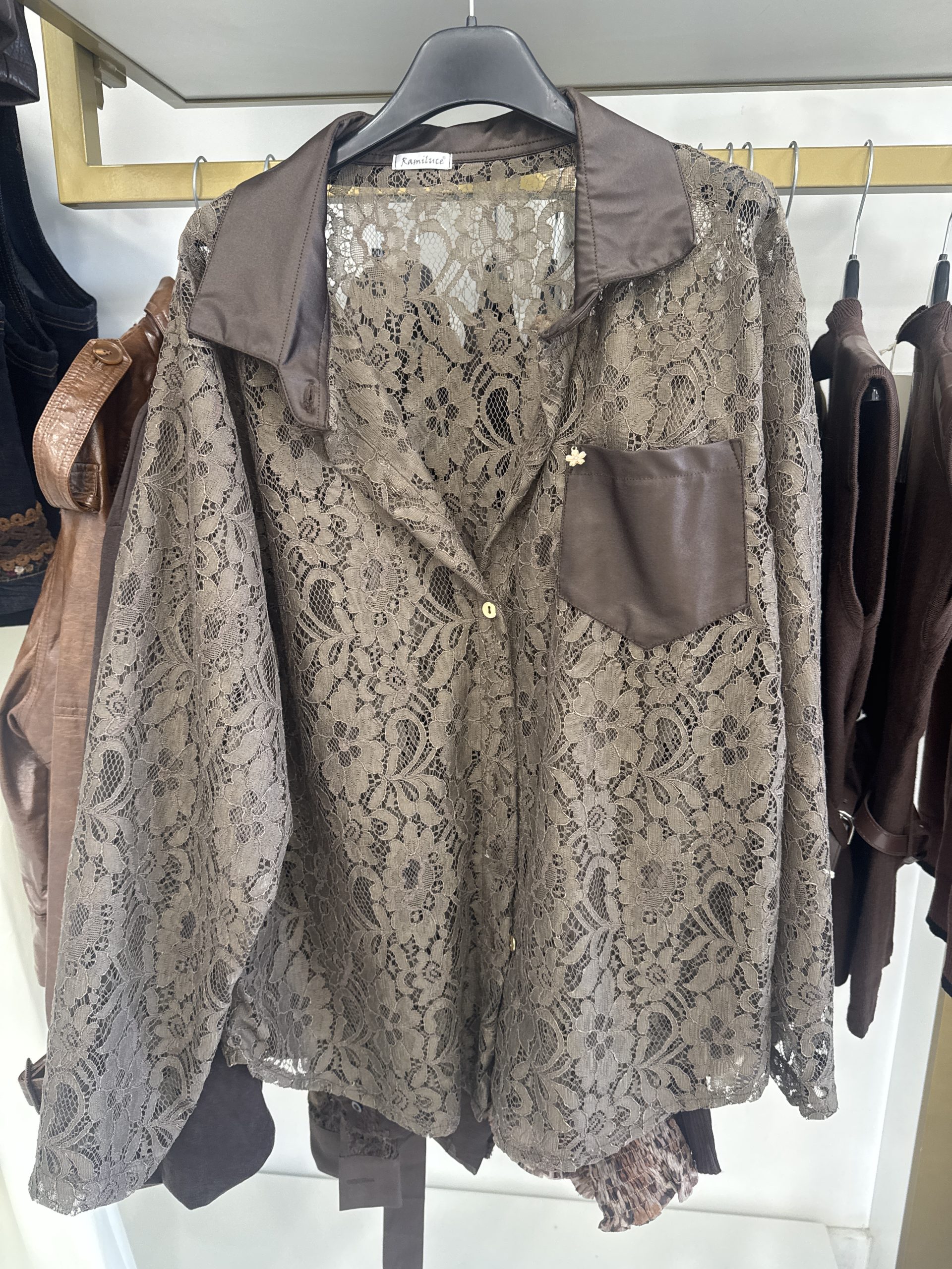 CAMISA RENDA MISS GOLD - CASTANHO